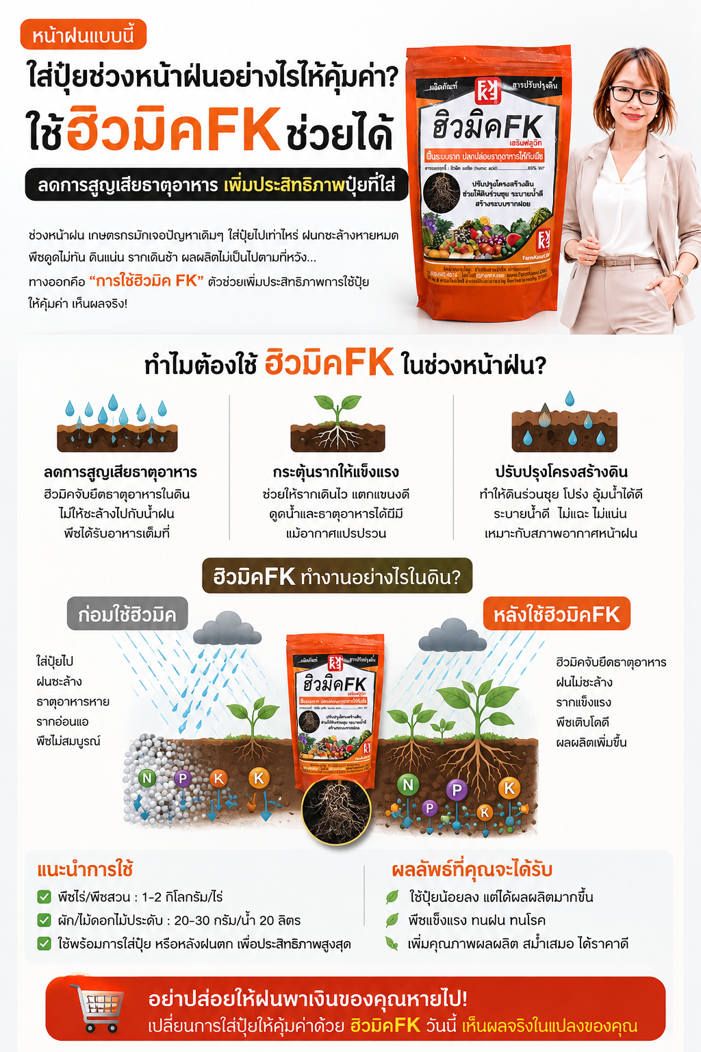 ใส่ปุ๋ยช่วงหน้าฝนอย่างไรให้คุ้มค่า? ใช้ฮิวมิคFKช่วยได้