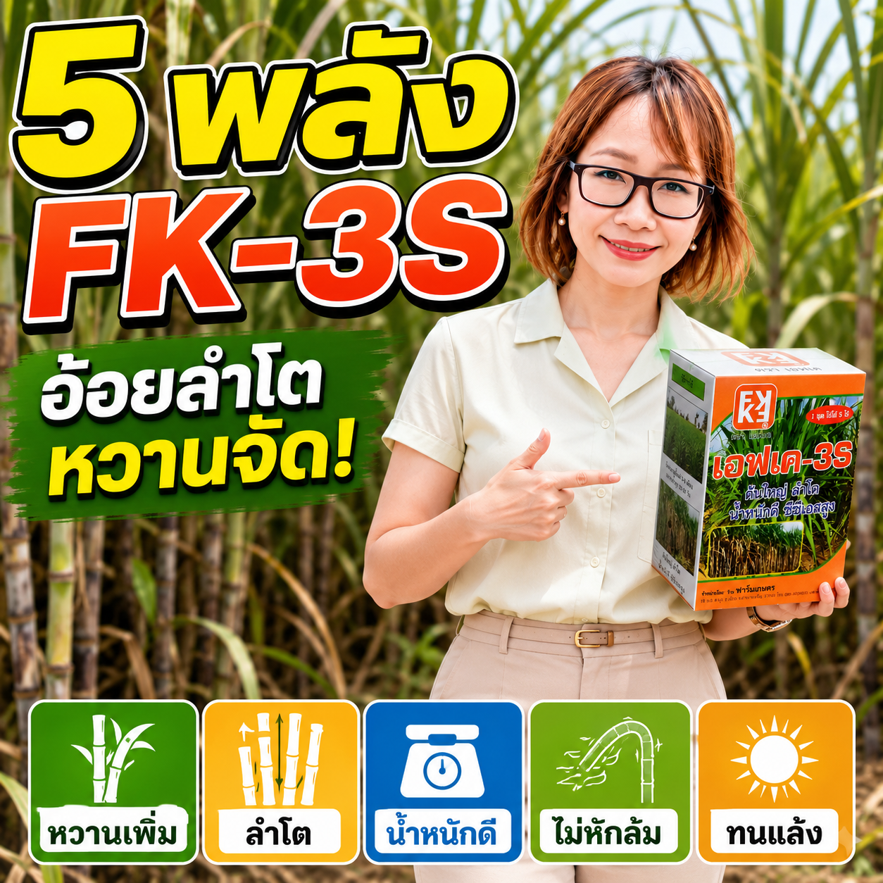 แก้ปัญหาอ้อยไม่หวาน น้ำหนักไม่ดี ด้วยปุ๋ยทางใบสูตรเฉพาะอ้อย FK-3S (5-10-40+Mg+Zn)